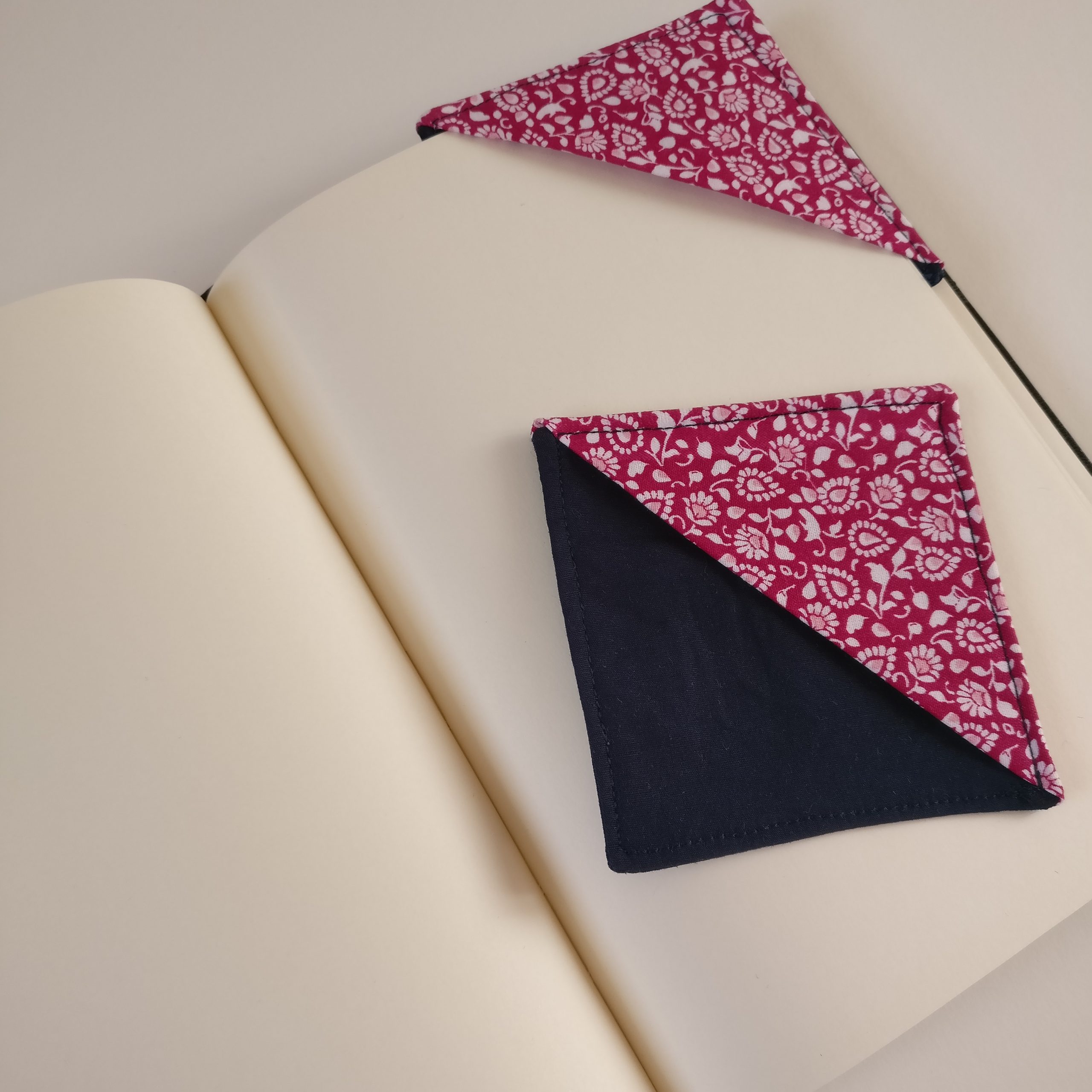 corner bookmarks, made of fabric